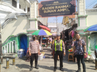 Patroli Harkamtibmas di Pintu Masuk Ampel, Polsek Semampir Antisipasi Gangguan Kamtibmas