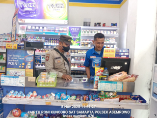 Polsek Asemrowo Gelar Patroli dan Beri Himbauan Kamtibmas di Alfamart Jalan Margomulyo