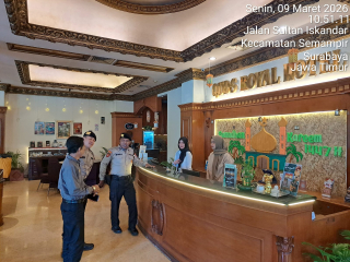 Sat Samapta Polres Pelabuhan Tanjung Perak Laksanakan Patroli Dialogis Unit Pam Obvit di Hotel Royal Quds Antisipasi Kerawanan Kamtibmas