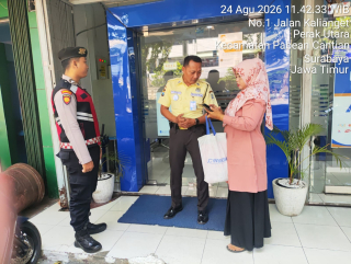 Sat Samapta Polres Pelabuhan Tanjung Perak Patroli Presisi di Bank BRI, Antisipasi 3C