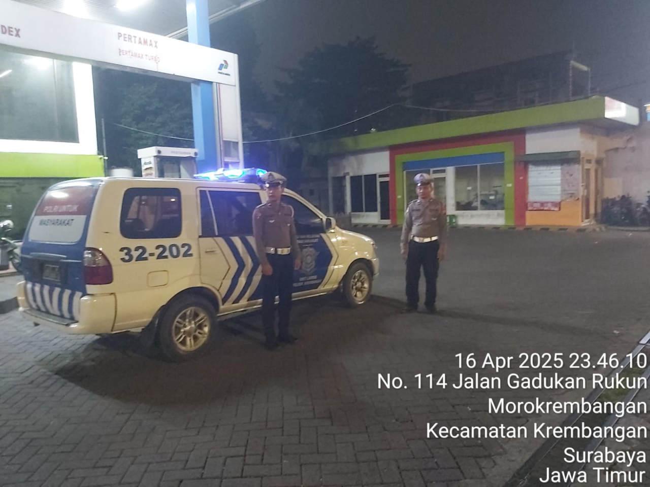 Polsek Krembangan Patroli di SPBU Antariksa Antisipasi 3C dan Laka Lantas