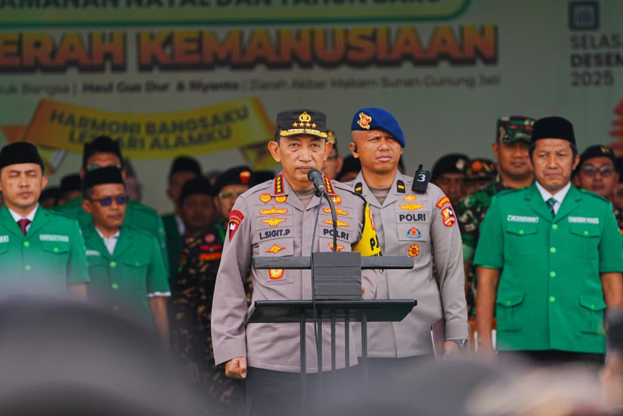 Pimpin Apel Kebangsaan Banser, Kapolri Ingatkan Kesiapsiagaan Bencana dalam Pengamanan Nataru