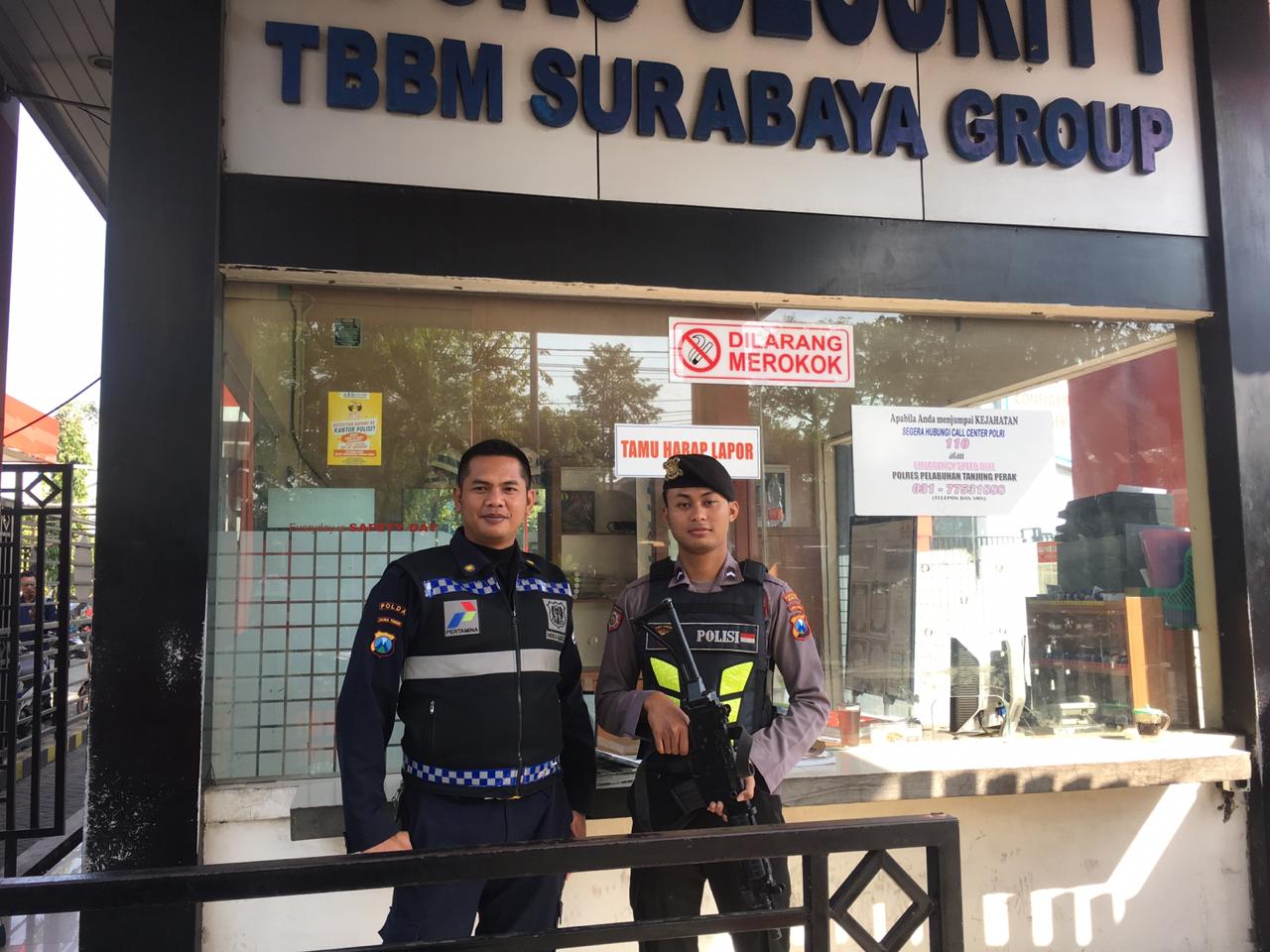 Patroli Depo Pertamina, Satsabhara Polres Tanjung Perak Sampaikan Pesan Kamtibmas