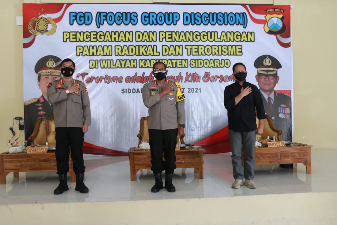 Cegah Paham Radikal,Polresta Sidoarjo Gelar FGD Dihadiri Tim Div Humas Polri